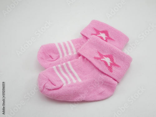 Baby socks pair wear for feet pink color with star