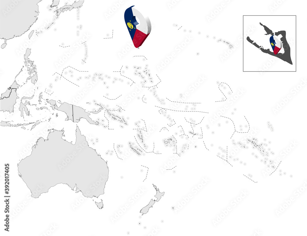 Obraz premium Location Map of Wake Island on map Oceania and Australia. Wake Island flag map marker location pin. High quality map of Wake Island your design. Oceania. EPS10.