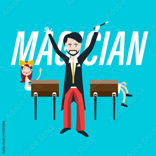 Trick with Dividing Woman on Two Parts - Theater Show