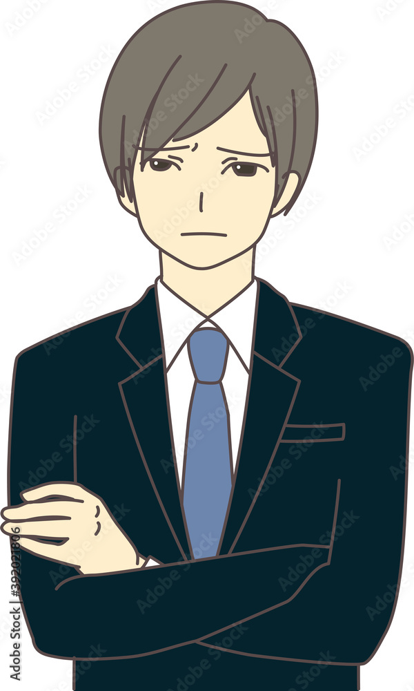 スーツ姿で考え事をしている男性