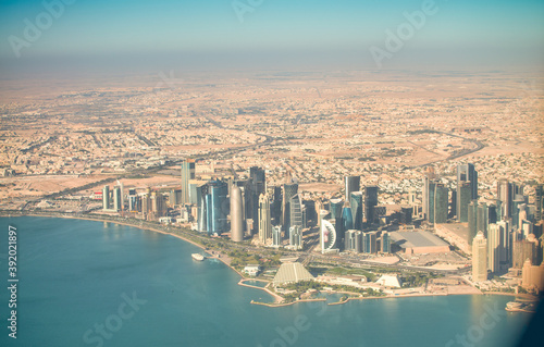 Aerial view of Doha Downtown, Qatar