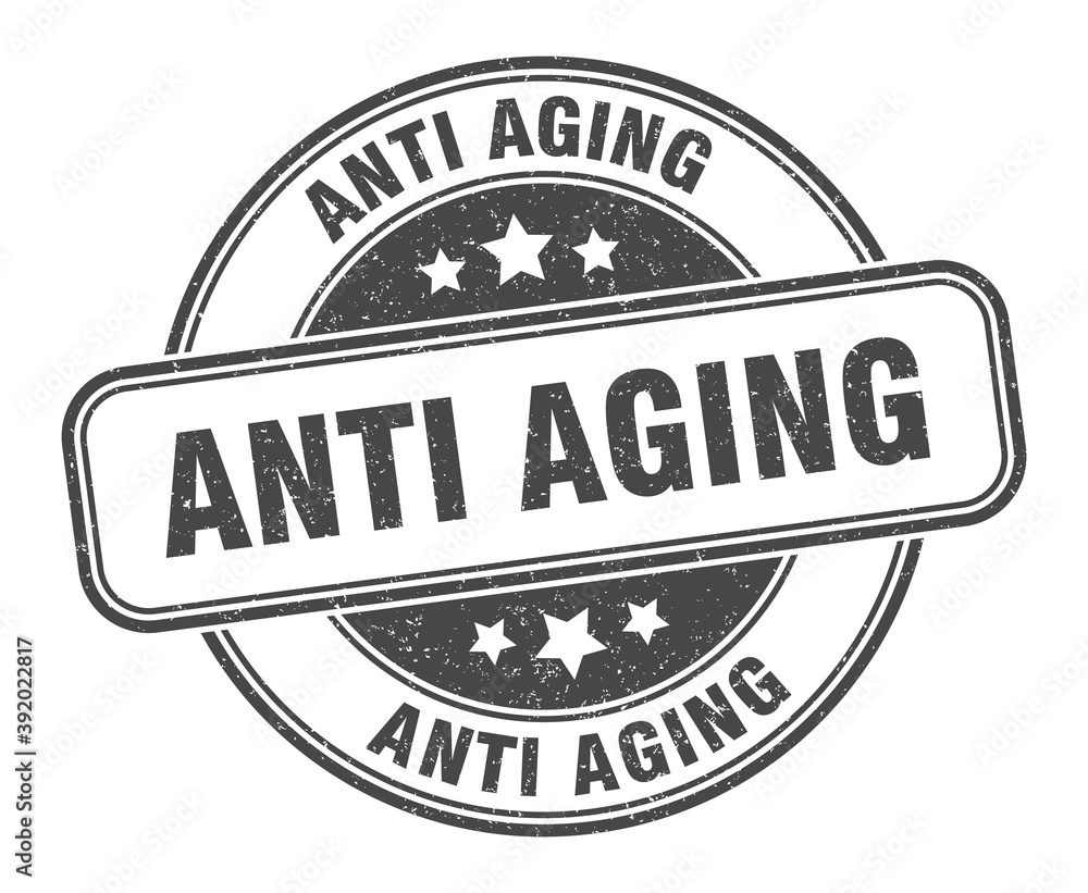 anti aging stamp. anti aging label. round grunge sign