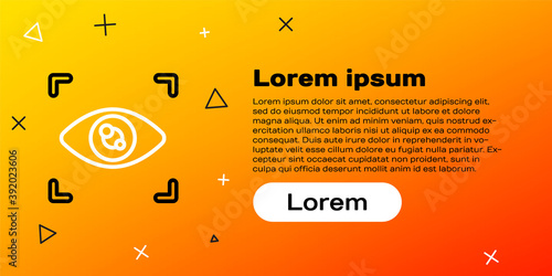 Line Eye scan icon isolated on yellow background. Scanning eye. Security check symbol. Cyber eye sign. Colorful outline concept. Vector.