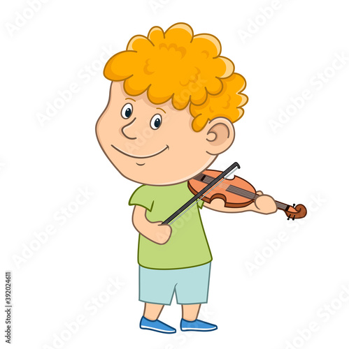 boy playing violin.cartoon kid. isolated on white background vector illustration