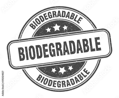 biodegradable stamp. biodegradable label. round grunge sign