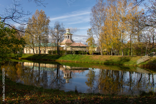 autumn landscape with an old Palace  Pushkin city  Saint Petersburg  autumn 2020