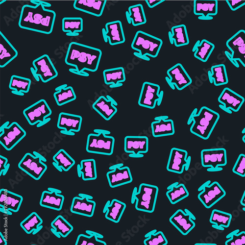 Line Psychology icon isolated seamless pattern on black background. Psi symbol. Mental health concept, psychoanalysis analysis and psychotherapy. Vector.