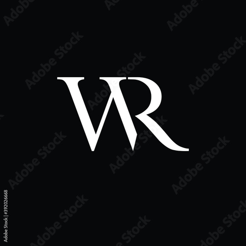 Creative Professional Trendy and Minimal Letter WR Logo Design in Black and White Color, Initial Based Alphabet Icon Logo in Editable Vector Format