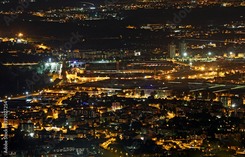 night view of the city of Turin Italy seen from above