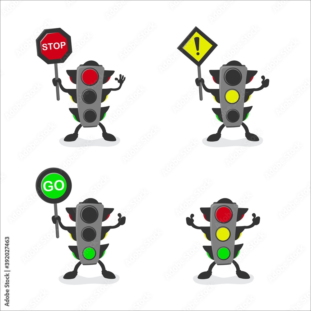 design set Traffic light with vector concept