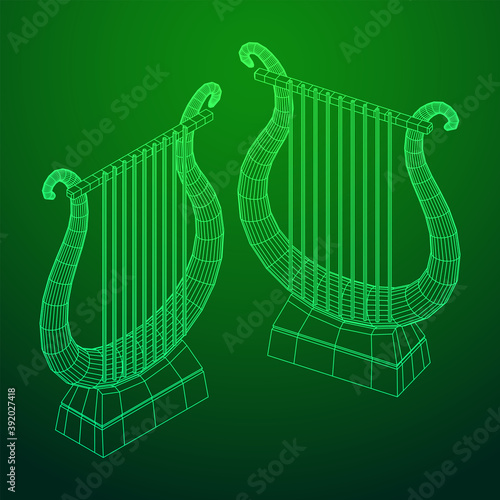Ancient lyre or harp musical instrument