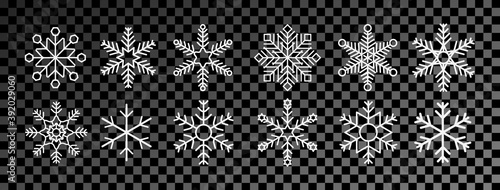 snowflake winter set of blue isolated icon silhouette on white background vector illustration.