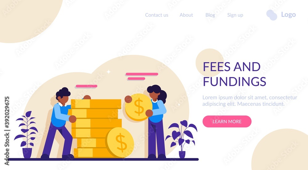 Fees and fundings concept. Business investment and money savings. Rich finance to earning currency, capital concept, money transfer, e-commerce, success economy accounting. A lot of money coins.