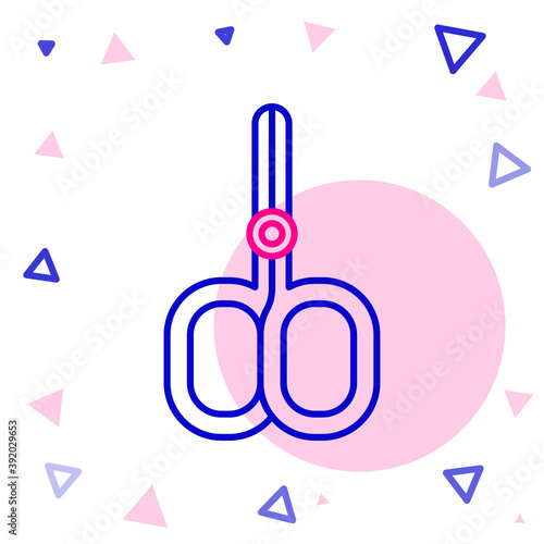 Line Nail scissors cuticle cut beauty salon icon isolated on white background. Cosmetic scissors for manicure. Colorful outline concept. Vector.