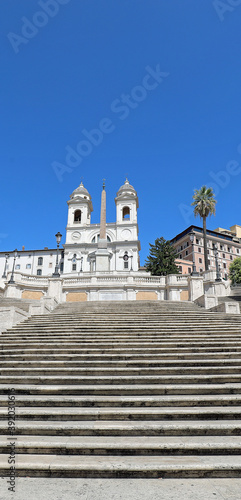 wide staircase of Piazza di Spagna in Rome without people during