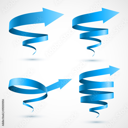 Set of blue spiral arrows
