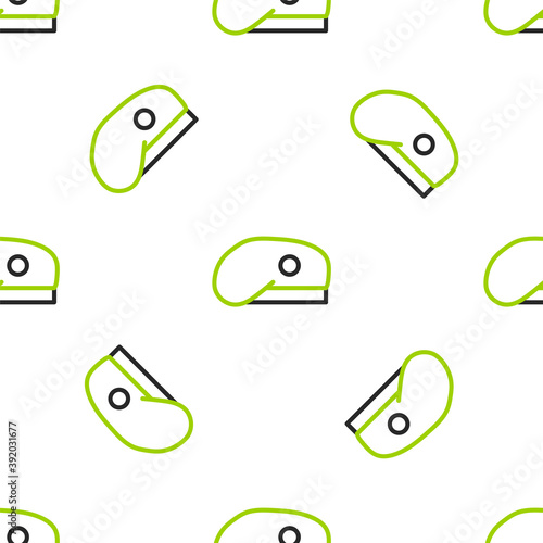 Line Military beret icon isolated seamless pattern on white background. Soldiers cap. Army hat. War baret. Vector.
