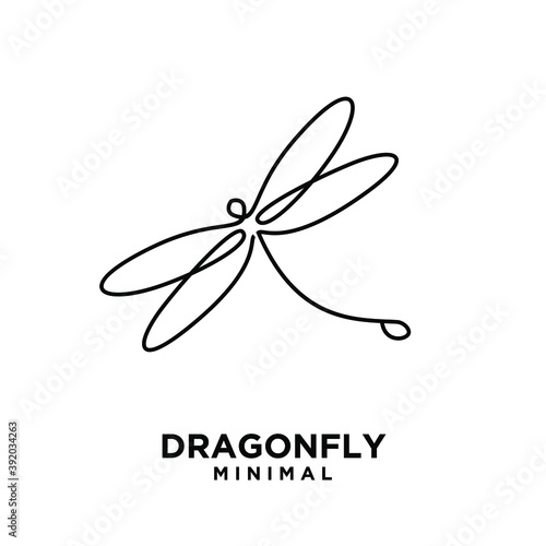 simple luxury beautiful dragonfly line logo icon design illustration flat design isolated background