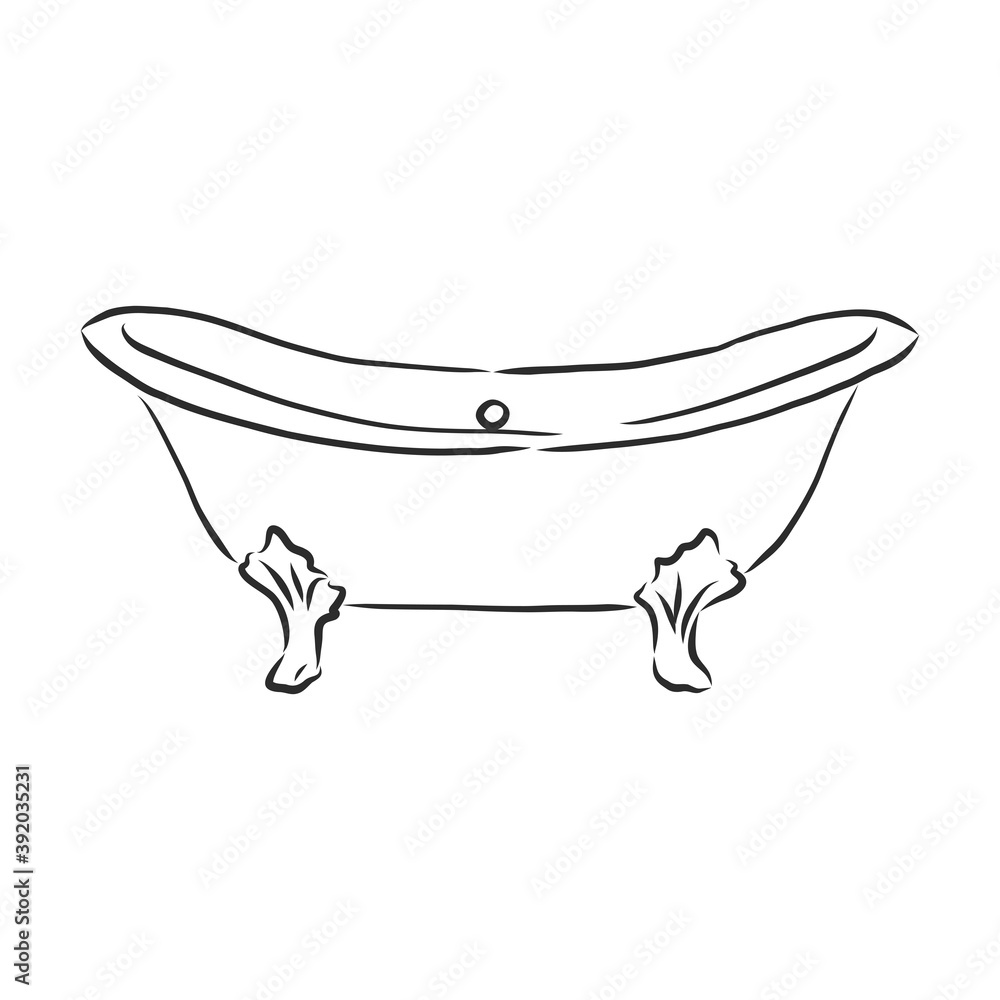 Bath Interior, hand draw, bath, vector sketch illustration Stock Vector ...