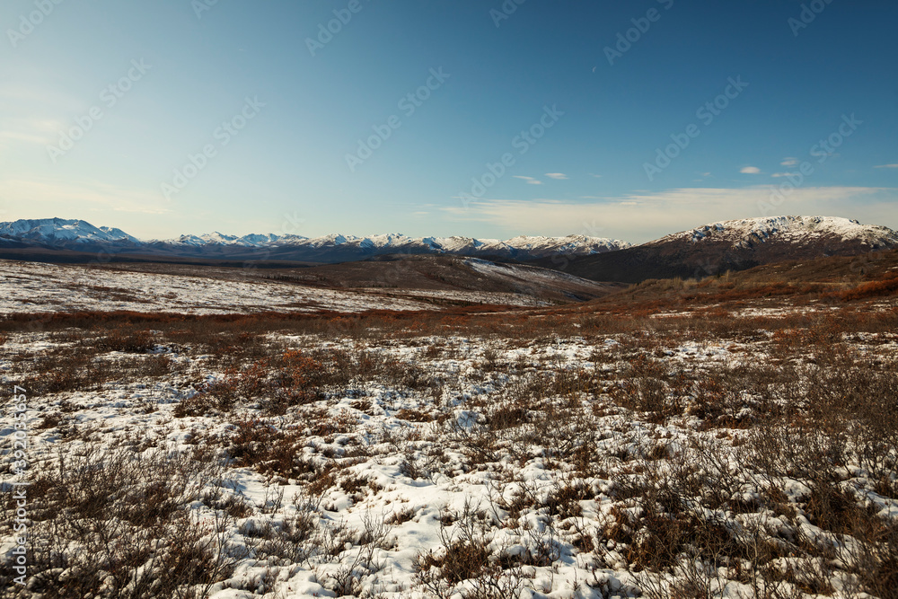 Landscape with snowy mountains Landscape with snowy mountains