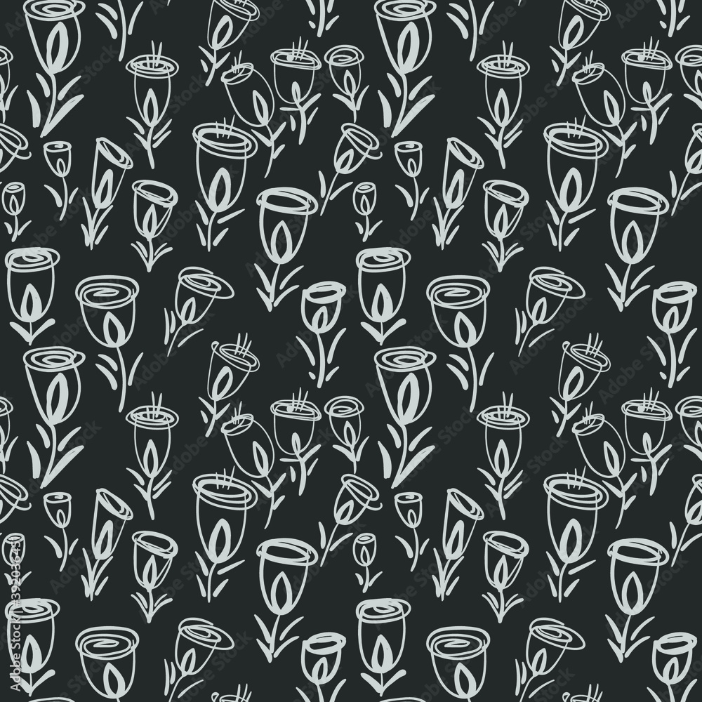 Seamless backdrop with hand drawn flowers. Nature pattern Seamless backdrop with hand drawn flowers. Nature pattern