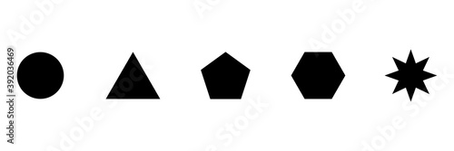 Geometric shape icon set. Black silhouette collection basic figures isolated on white