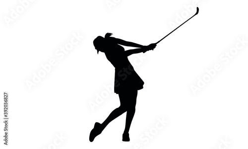 Silhouette Set Of Female Golf Player