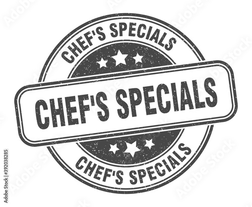 chef's specials stamp. chef's specials label. round grunge sign