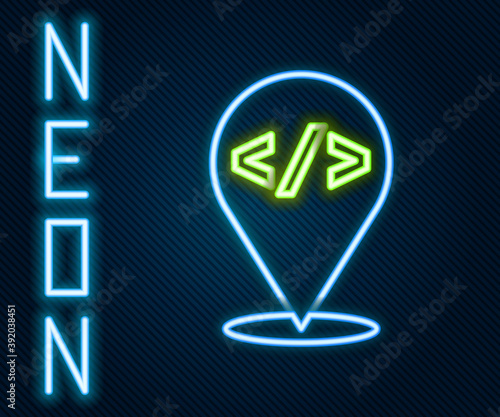 Glowing neon line Web design and front end development icon isolated on black background. Colorful outline concept. Vector.