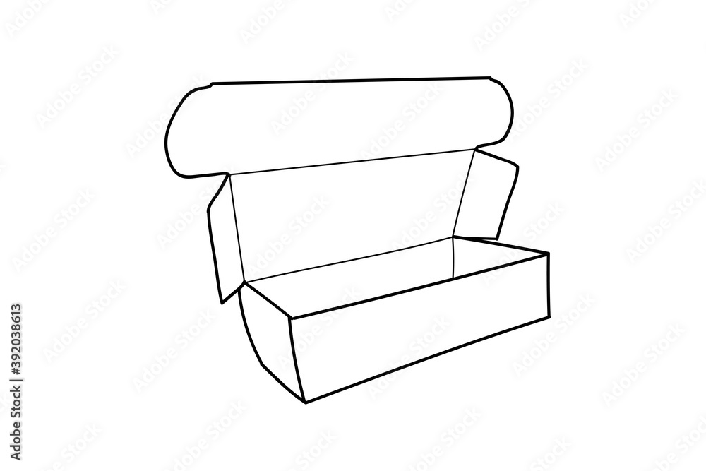 Box For Shoes Storage Open. Vector Single Shoebox Illustration. Box For Shoes Storage Open. Vector Single Shoebox Illustration.
