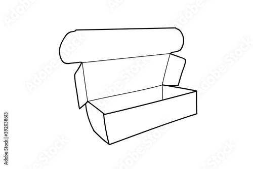 Box For Shoes Storage Open. Vector Single  Shoebox Illustration.