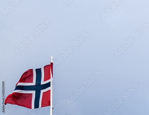 Flaga norweska, Norwegii, widok z promu 