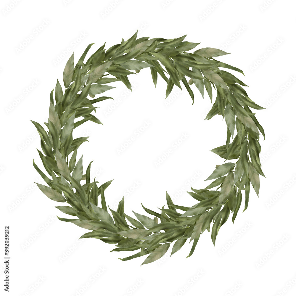 Christmas Boho Holly Wreath With Willow Leaves