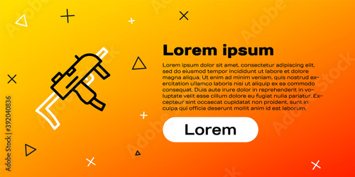 Line MP9 submachine gun icon isolated on yellow background. Automatic weapon. Colorful outline concept. Vector.