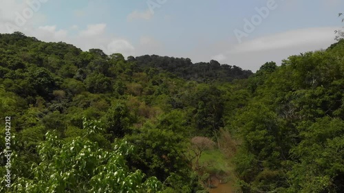 Aerial view of Fonte Grande State Park. Video recorded in Vitoria, Espirito Santo, in 2020.