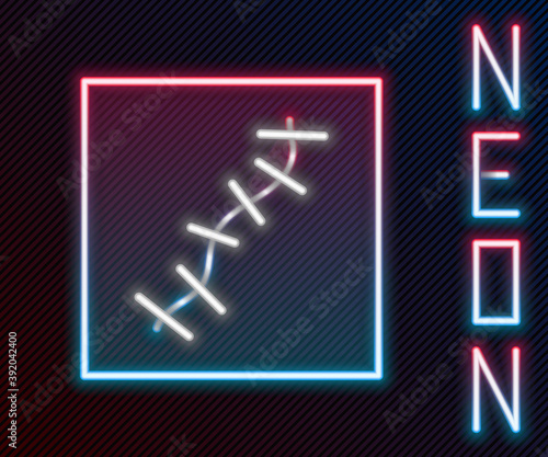 Glowing neon line Scar with suture icon isolated on black background. Colorful outline concept. Vector.