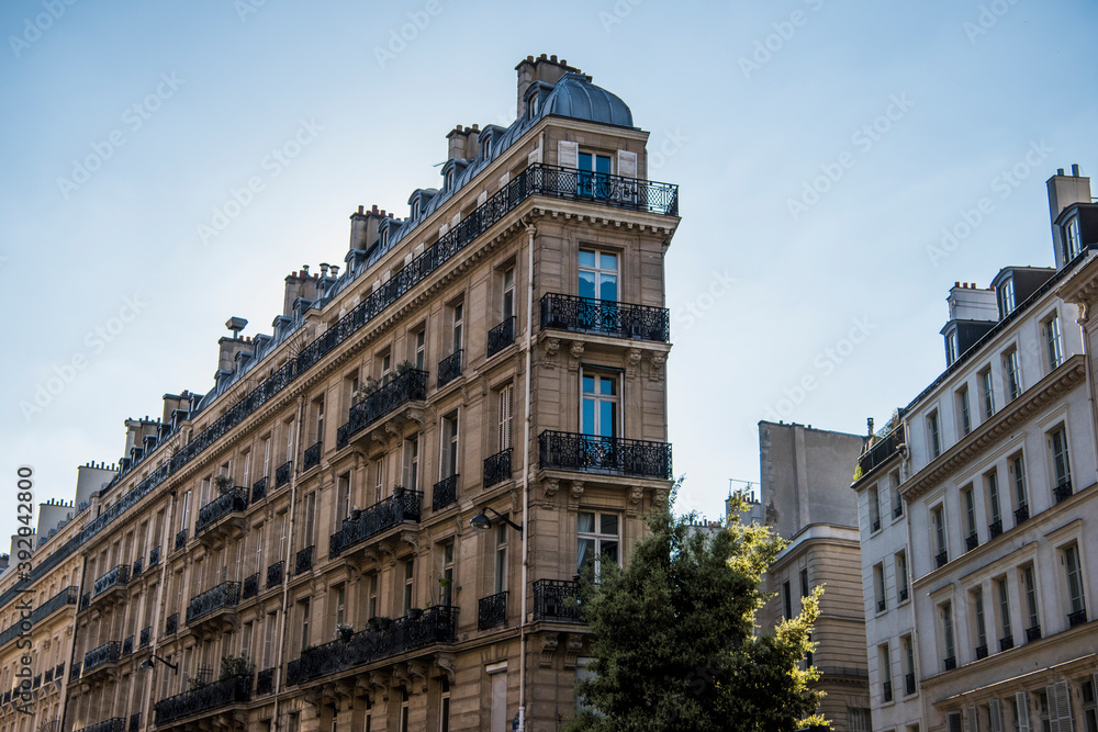 View of a building and trees on a sunny day in Paris