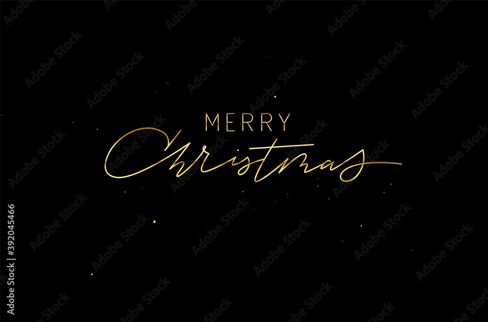 Gold and glitter Merry Christmas greeting card