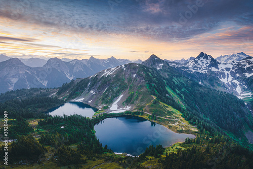 Beautiful "Twin Lakes" lakes from the top of Winchester mountain, USA