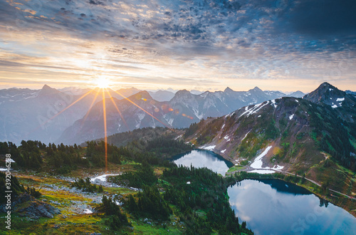 Beautiful "Twin Lakes" lakes from the top of Winchester mountain, USA