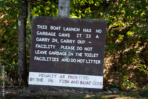 Boat Launch Sign in the Poconos of Pennsylvania
