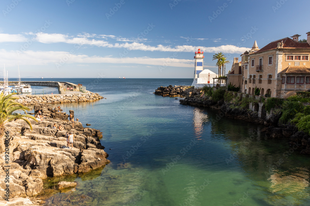 Beautiful view to ocean front lighthouse in Cascais Beautiful view to ocean front lighthouse in Cascais
