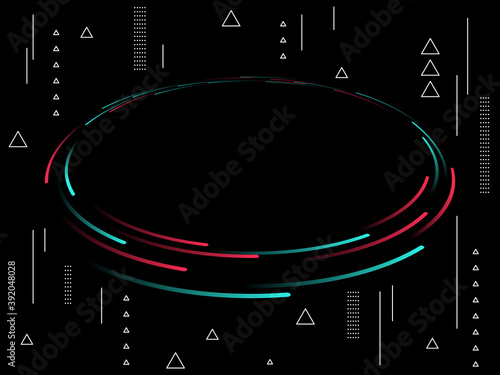 Abstract glitch TikTok background. Vector illustration. Abstract background. Light. Futuristic blue red gradient vector black background contrast color border digital dynamic elegant. TikTok, tik tok
