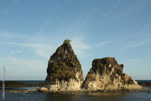 Rock hills in the middle of the beach