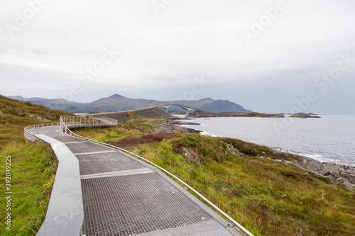 A man made walkway along a fjord in Norway photo