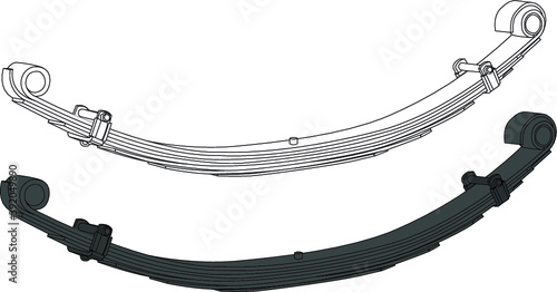 leaf spring vehicle auto  part suspension automotive  vector illustration white background