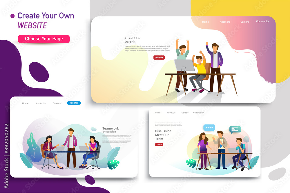 Set of landing page design templates, business strategy, analytics and brainstorming. Modern vector illustration concepts for website design ui/ux and mobile website development, business presentation Set of landing page design templates, business strategy, analytics and brainstorming. Modern vector illustration concepts for website design ui/ux and mobile website development, business presentation