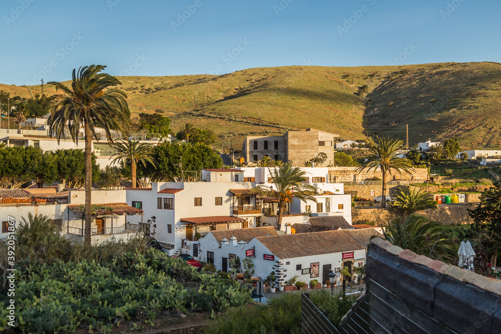 BETANCURIA, SPAIN - FEBRUARY 17 2018: Small Betancuria village in Fuerteventura, Canary Islands, Spain. BETANCURIA, SPAIN - FEBRUARY 17 2018: Small Betancuria village in Fuerteventura, Canary Islands, Spain.