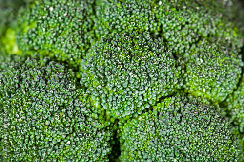 Texture of fresh broccoli vegetables. Macro photography. © Snowbelle