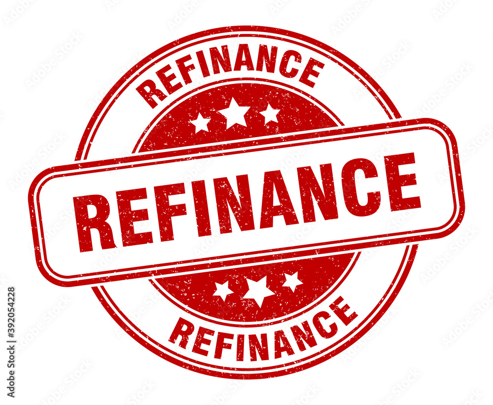 refinance stamp. refinance label. round grunge sign